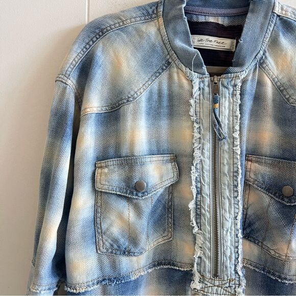 Free People We The Free Leon Plaid Flannel Denim Pullover - Picture 12 of 15